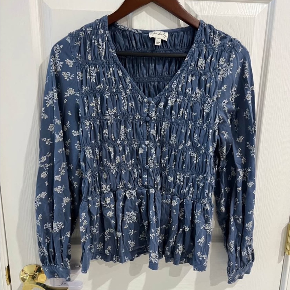 Wonderly Long-Sleeved 100% Cotton Knit Top